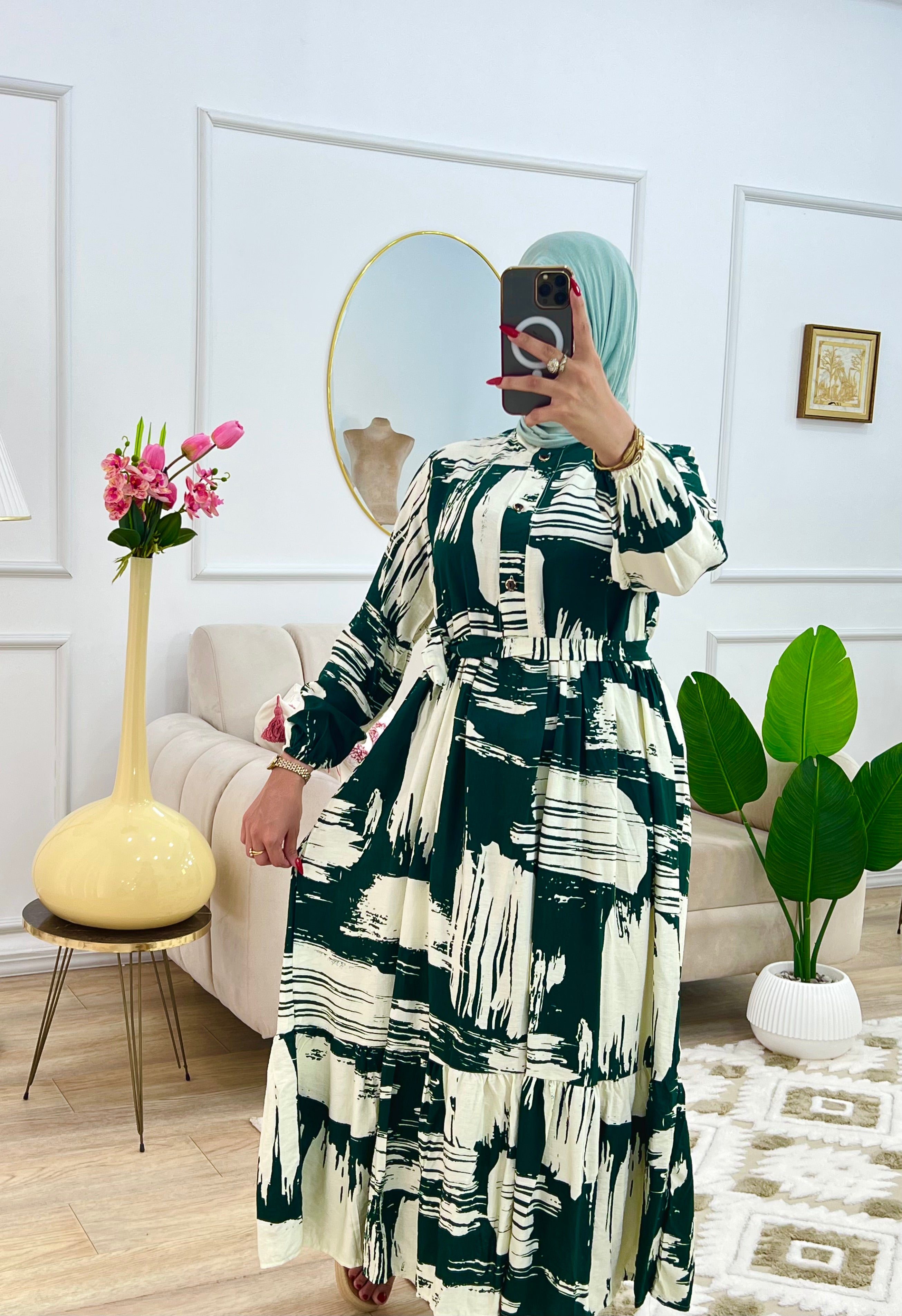 Robe Marbrée en Lin