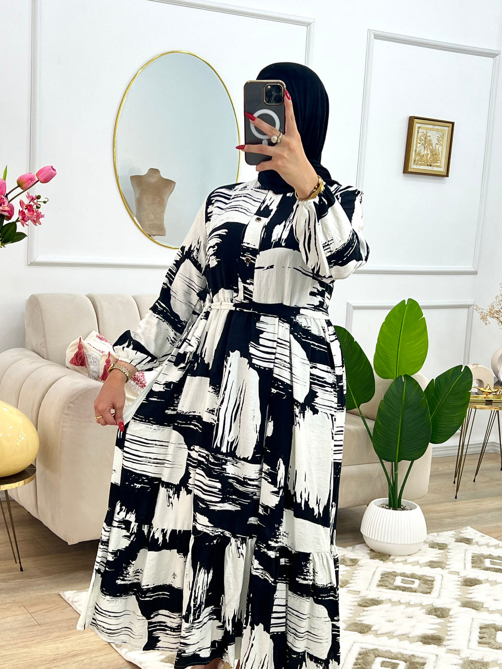 Robe Marbrée en Lin